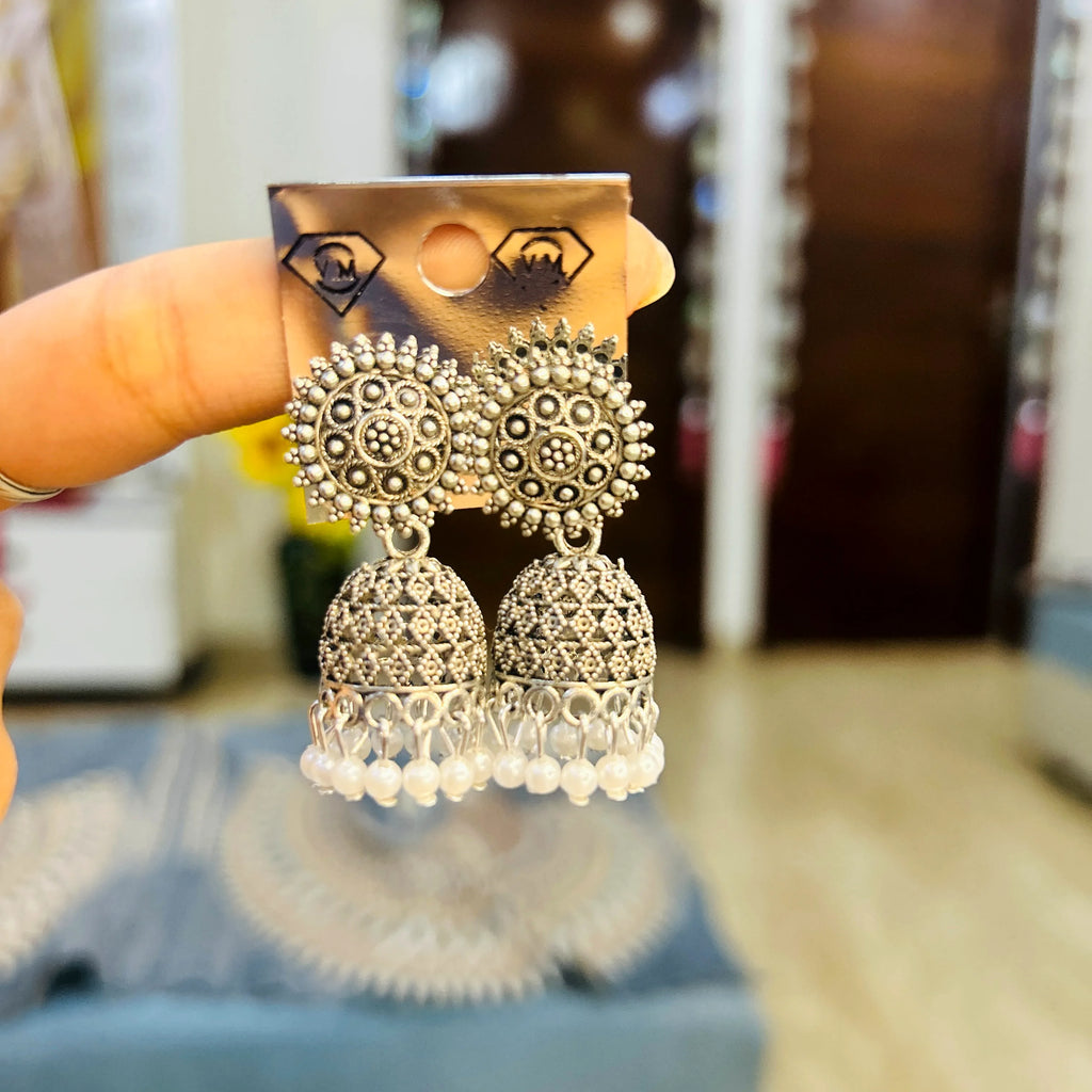 White beads jhumka