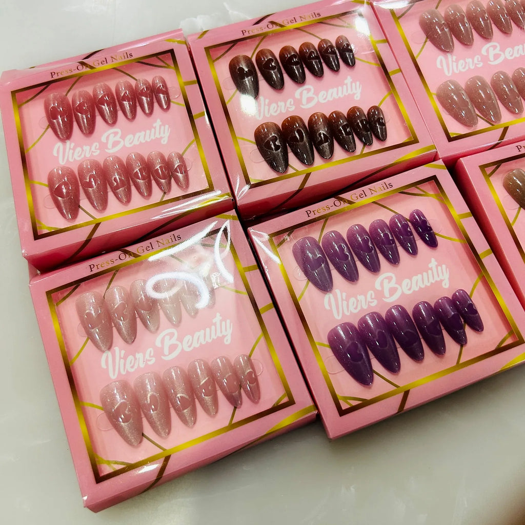 Blush Heart Glaze press on Nails(1pc)