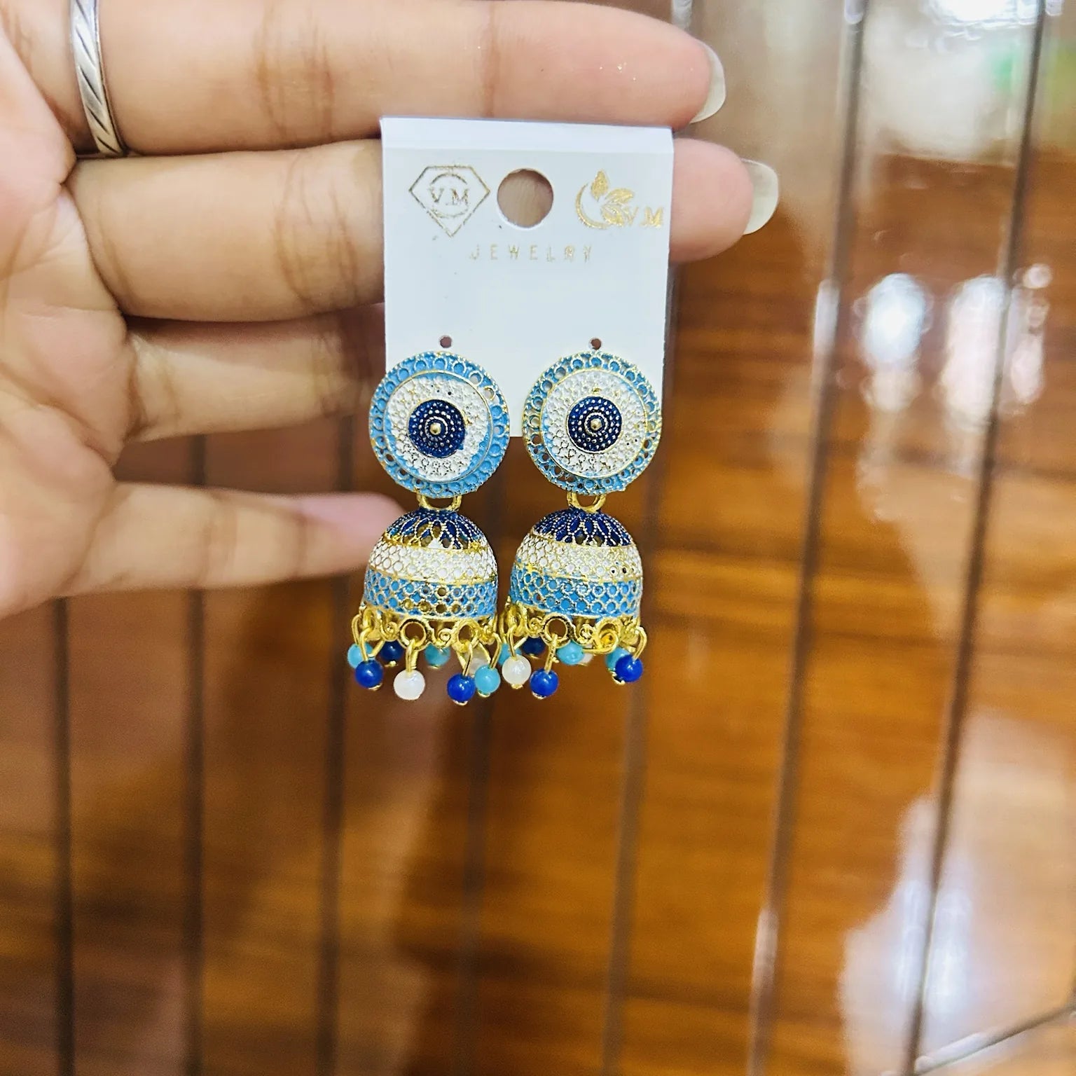 Blue ethnic jhumka