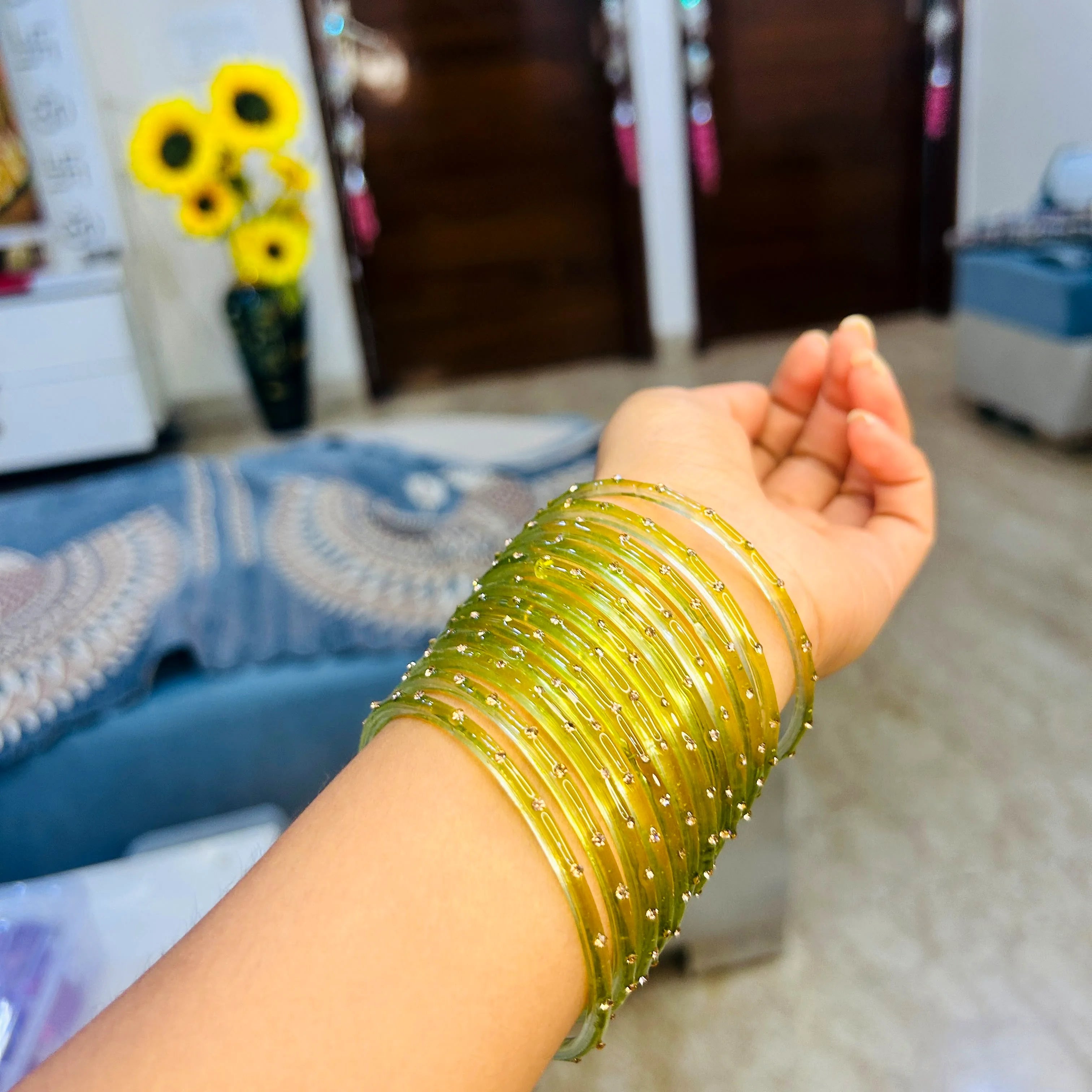 Lime Green Glass Bangles