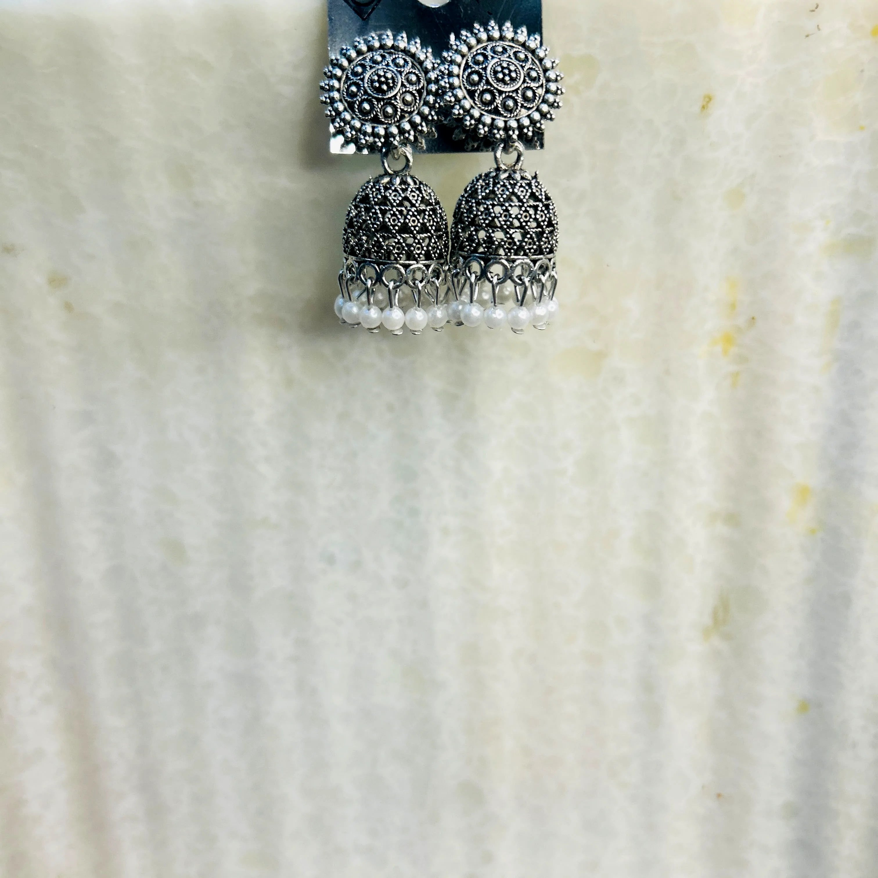 White beads jhumka