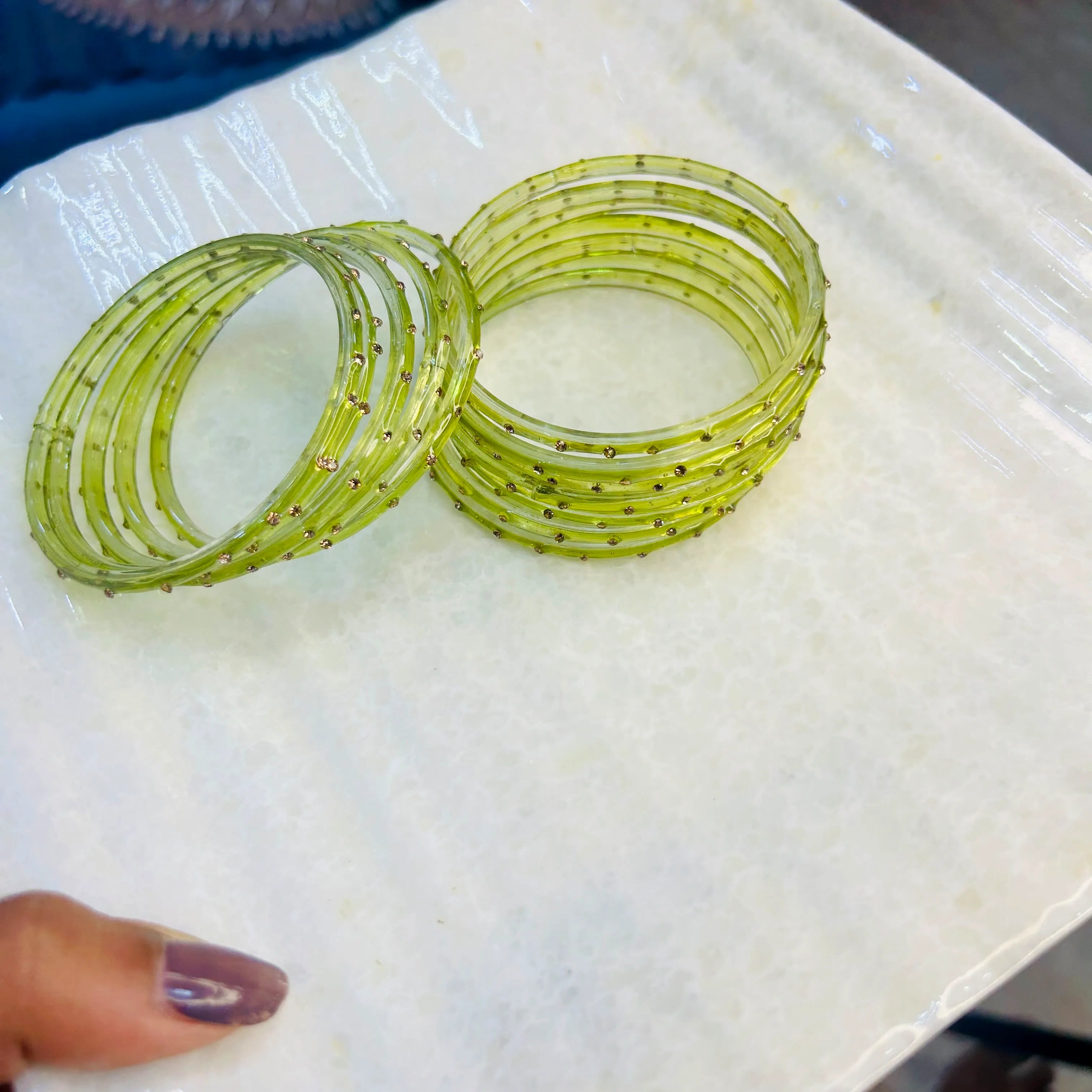Lime Green Glass Bangles