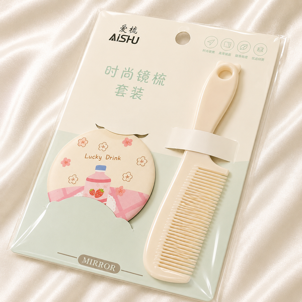 Cute Mirror Comb Set